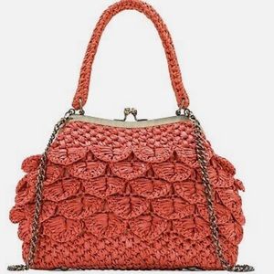 Patricia Nash Scalloped Raffia Bag in Burnt Coral